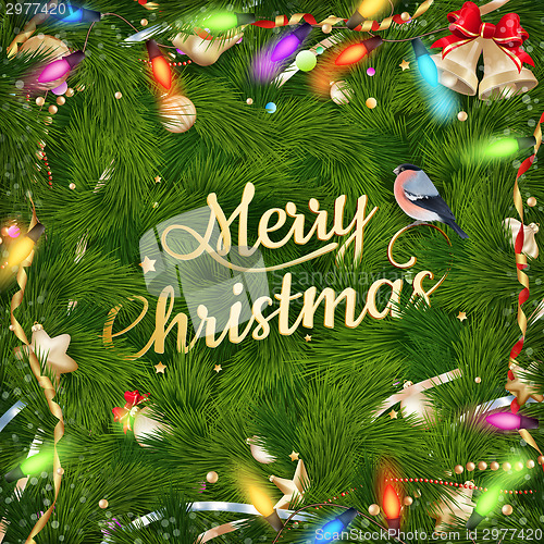 Image of Golden Christmas greeting. EPS 10