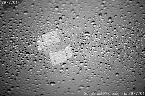 Image of Natural water drops on glass