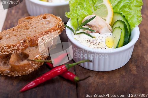 Image of fresh garlic cheese dip salad