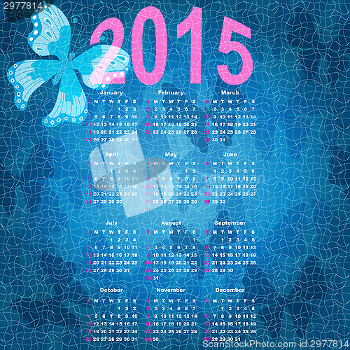 Image of Blue calendar for 2015