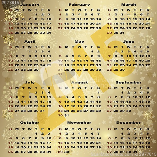 Image of 2015 New Year Gold Calendar 