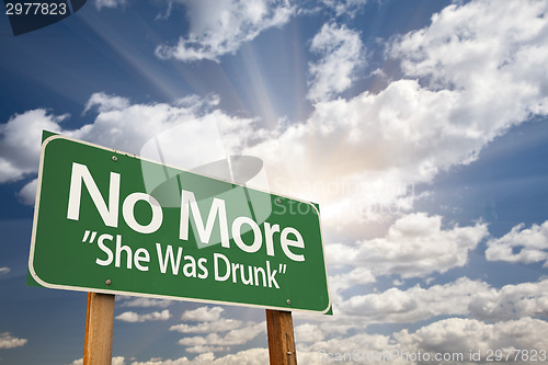 Image of No More - She Was Drunk Green Road Sign