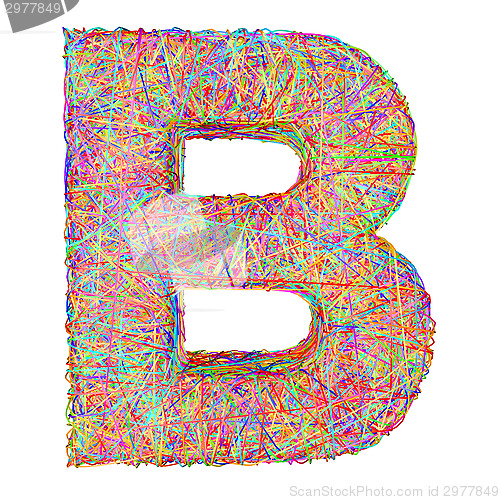Image of Alphabet symbol letter B composed of colorful striplines