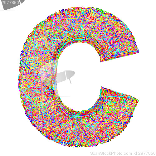 Image of Alphabet symbol letter C composed of colorful striplines