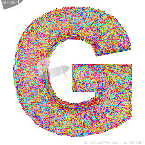 Image of Alphabet symbol letter G composed of colorful striplines
