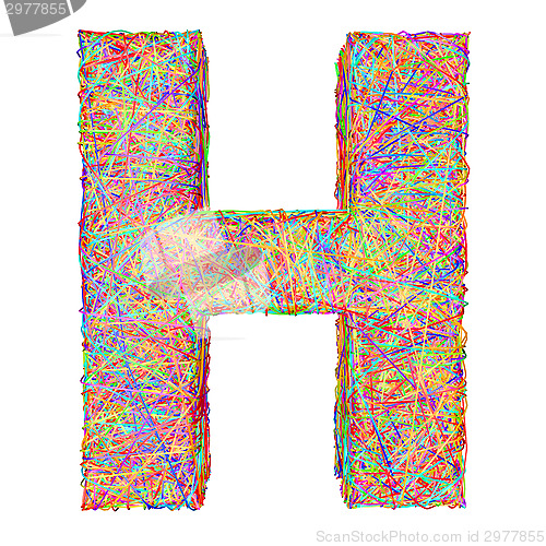 Image of Alphabet symbol letter H composed of colorful striplines