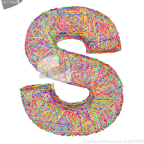 Image of Alphabet symbol letter S composed of colorful striplines