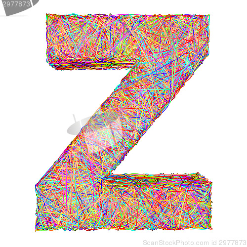 Image of Alphabet symbol letter Z composed of colorful striplines