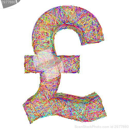 Image of Pound sign composed of colorful striplines isolated on white