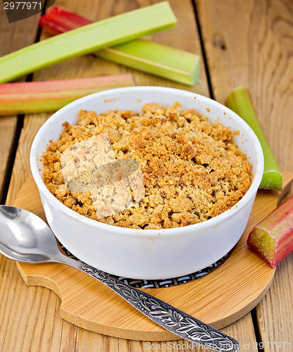 Image of Crumble with rhubarb on board