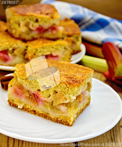 Image of Pie rhubarb and napkin on board