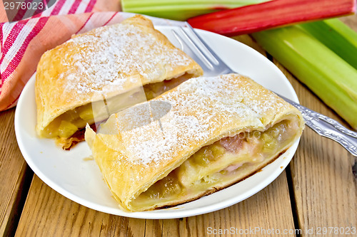 Image of Strudel with rhubarb on board