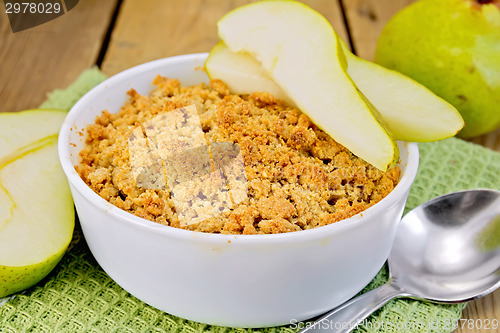 Image of Crumble with pears on board