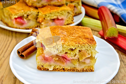 Image of Pie rhubarb in plate on board