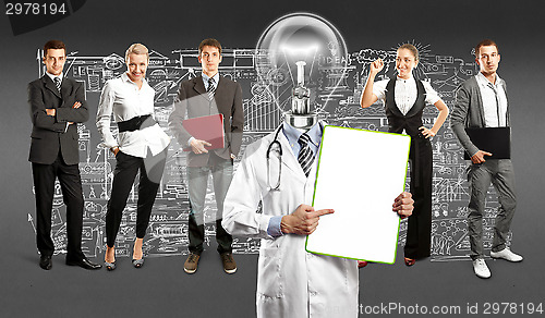 Image of Business Team With Lamp Head Doctor