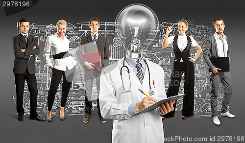 Image of Business Team With Lamp Head Doctor