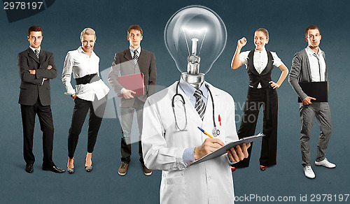 Image of Business Team With Lamp Head Doctor