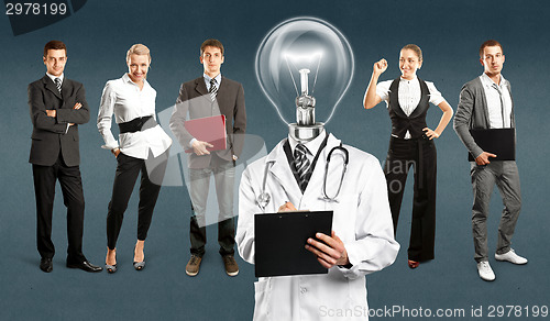 Image of Business Team With Lamp Head Doctor