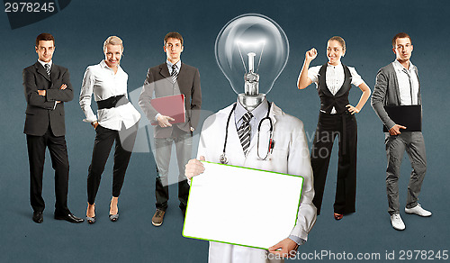 Image of Business Team With Lamp Head Doctor