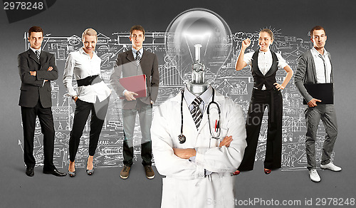 Image of Business Team With Lamp Head Doctor