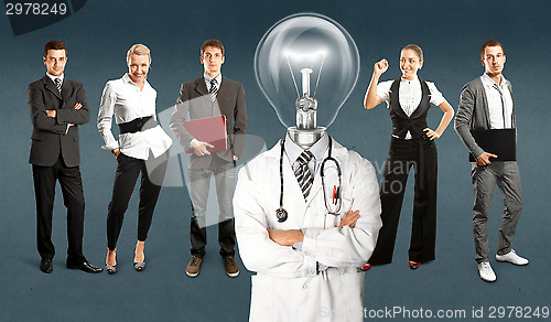 Image of Business Team With Lamp Head Doctor