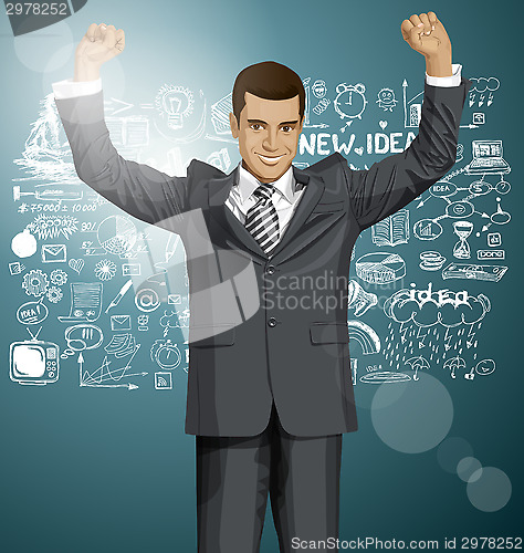 Image of Vector Businessman With Hands Up