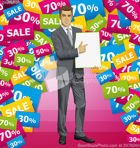 Image of Vector Businessman With Empty Write Board