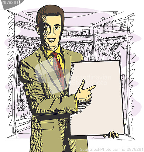 Image of Vector Businessman With Empty Write Board