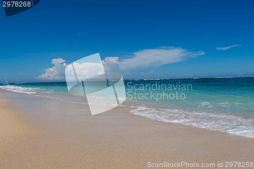 Image of Beautiful tropical beach with lush vegetation