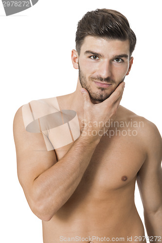 Image of Handsome shirtless naked young man