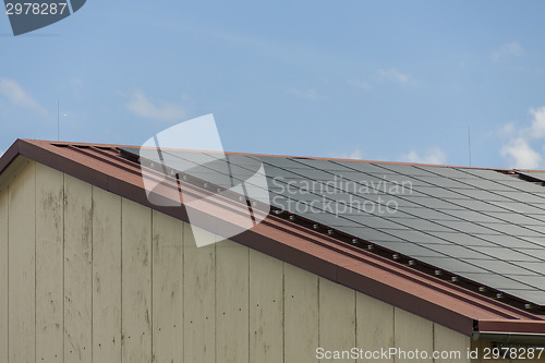 Image of Photovoltaic solar panels on a roof