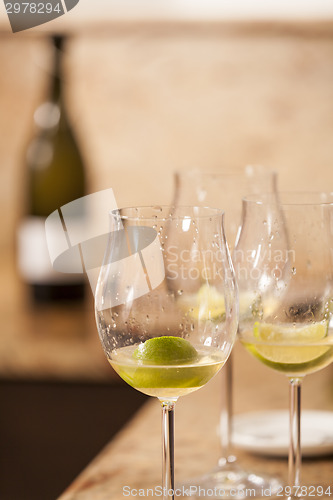 Image of White Wine Bottle with Two Wine Glasses