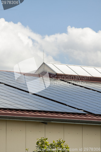 Image of Photovoltaic solar panels on a roof