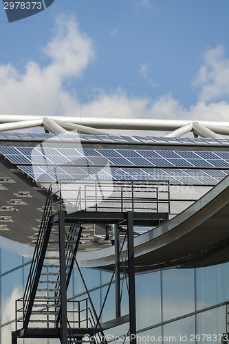 Image of Photovoltaic solar panels on a roof