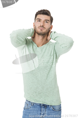 Image of young man in casual fashion on white