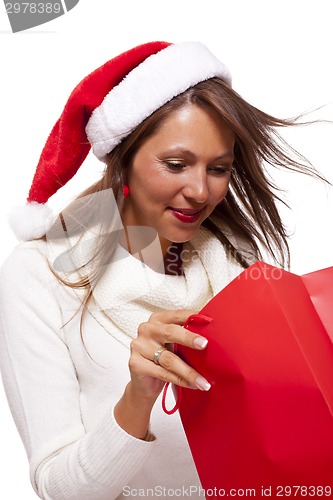 Image of Happy vivacious Christmas shopper