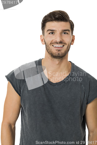 Image of Handsome bearded young man with a lovely smile