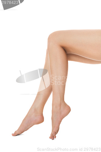 Image of Elegant long bare female legs