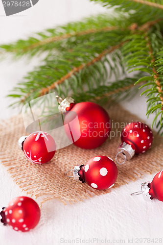 Image of Pretty red polka dot Christmas bauble