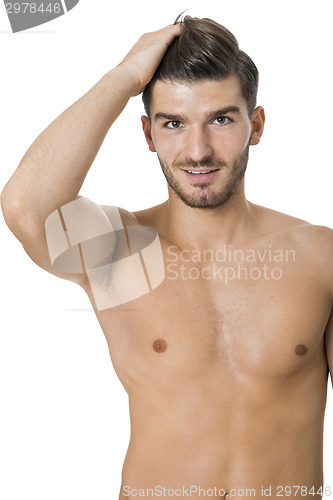 Image of Handsome shirtless naked young man