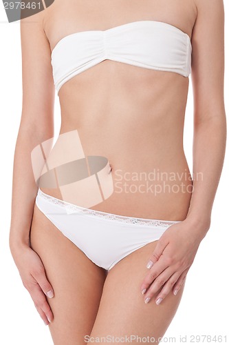 Image of Sexy shapely toned young woman in lingerie