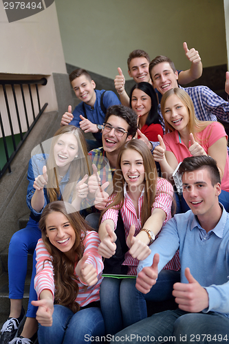 Image of happy teens group in school