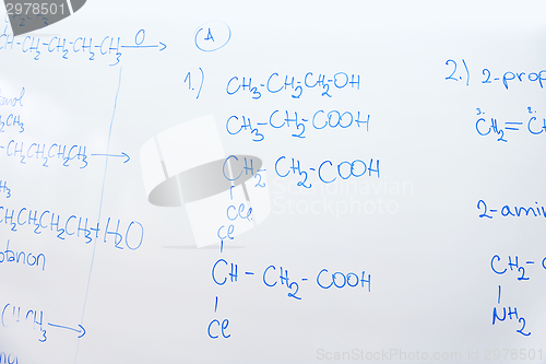 Image of chemical molecule structure on white boar