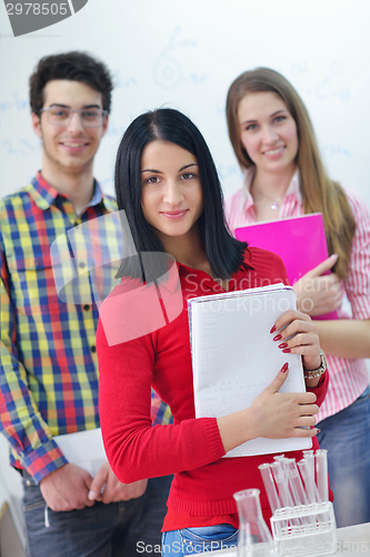 Image of happy teens group in school