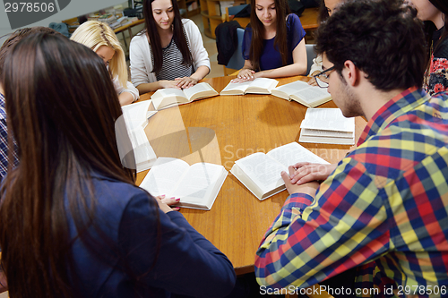 Image of happy teens group in school