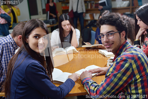 Image of happy teens group in school