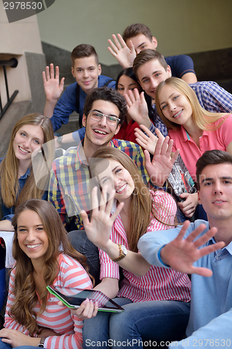 Image of happy teens group in school