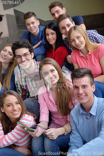 Image of happy teens group in school