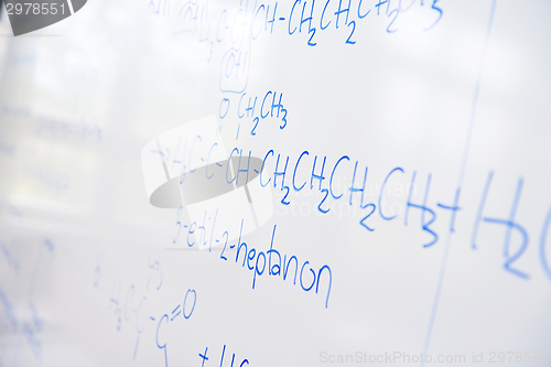 Image of chemical molecule structure on white boar