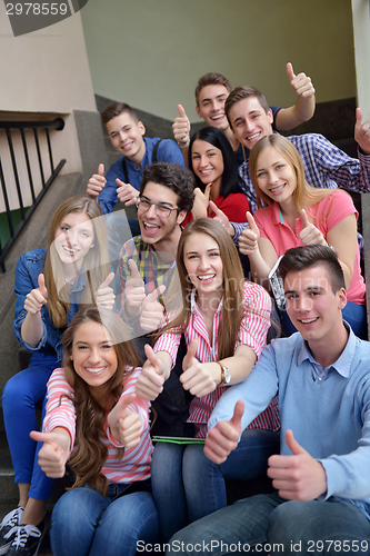 Image of happy teens group in school